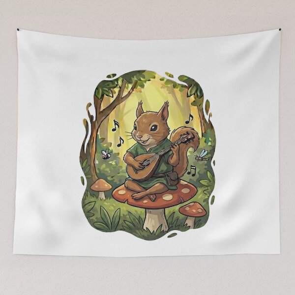 Item preview, Whimsical Forest Squirrel Bard Mandolin Player designed and sold by k3rstman1.