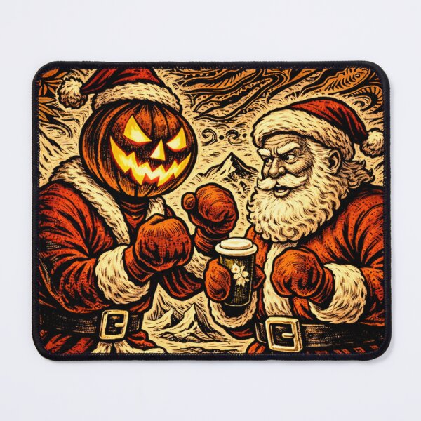 Item preview, Santa vs Headless Horseman - North Pole Boxing Match Christmas Fantasy Art designed and sold by TheHorsemanRidesAgain.
