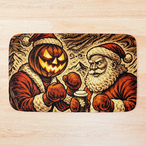 Item preview, Santa vs Headless Horseman - North Pole Boxing Match Christmas Fantasy Art designed and sold by TheHorsemanRidesAgain.