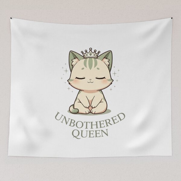 Item preview, Unbothered Queen Lo-Fi Anime Cat Peaceful Energy Typography Art designed and sold by GiftsForge.