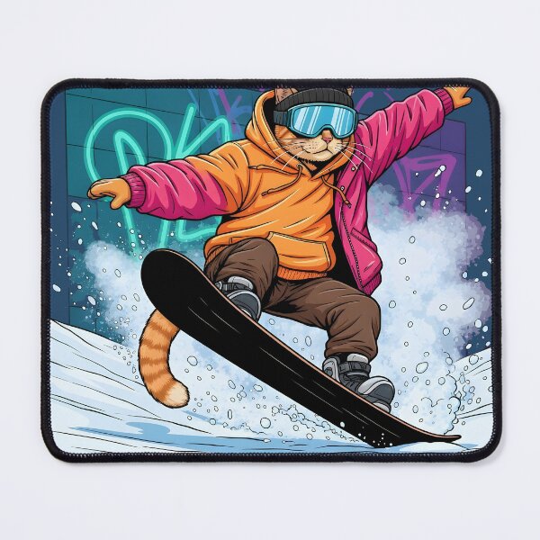 Item preview, Cat Snowboarding Streetwear Illustration designed and sold by Uglyandcute.