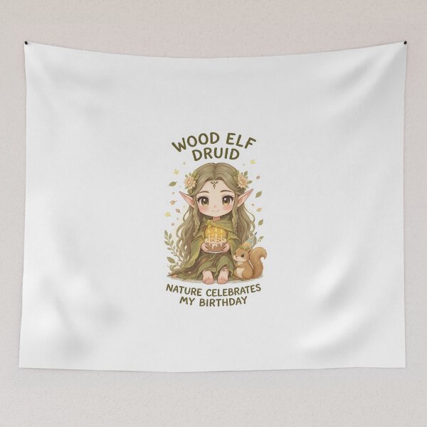 Item preview, Birthday Wood Elf Druid – Cute Fantasy Nature Magic Art designed and sold by RpgTools.