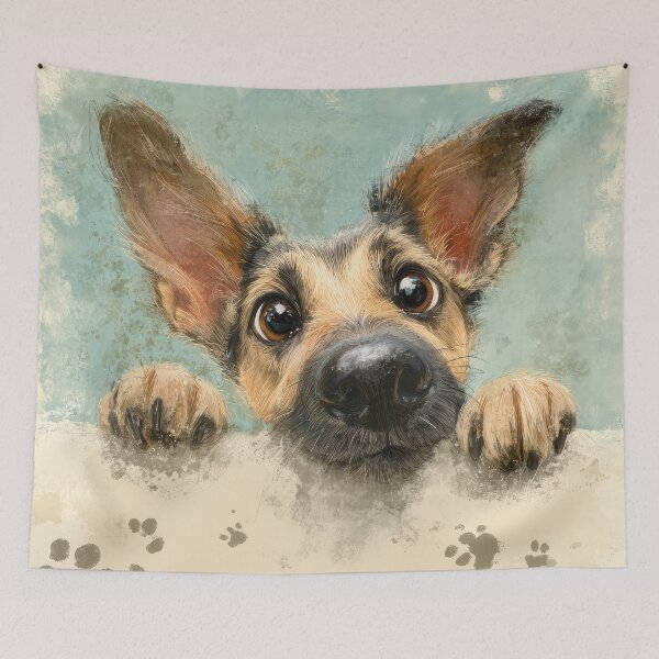 Item preview, Chinook Dog Peeking over Wall 01 designed and sold by Elisabeth Lucas.