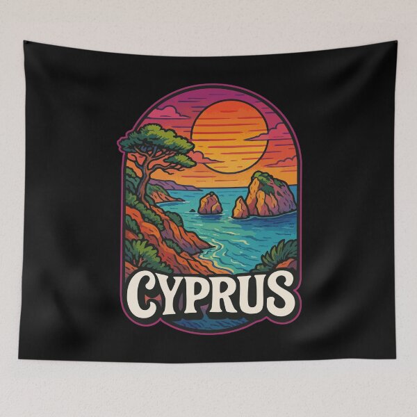 Item preview, Cyprus Country Island Coast Retro Travel designed and sold by TomFrontierArt.
