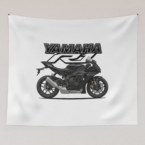 Artikelvorschau, Yamaha R1 2015 komplett schwarz – Moderne Superbike-Vektorillustration entworfen und verkauft von enzoade.