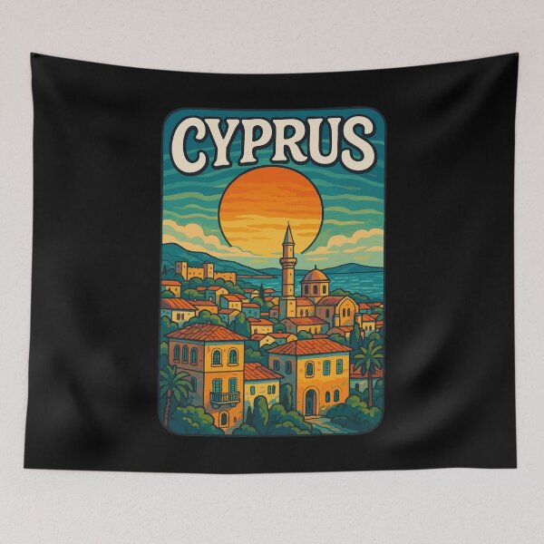 Item preview, Cyprus Country Island Cityscape Retro Travel designed and sold by TomFrontierArt.