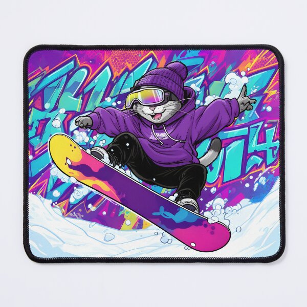 Item preview, Cat Snowboarding Streetwear Illustration designed and sold by Uglyandcute.