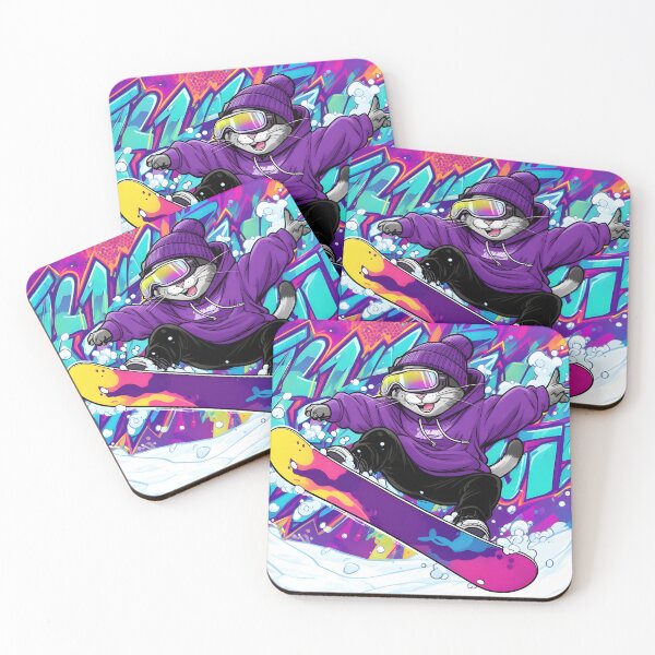 Item preview, Cat Snowboarding Streetwear Illustration designed and sold by Uglyandcute.