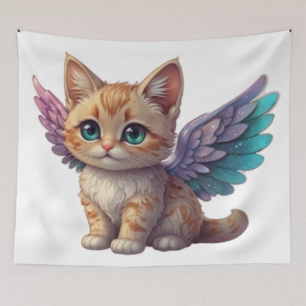 Item preview, Kawaii Fantasy Winged Cat designed and sold by MiniPrintMagic.