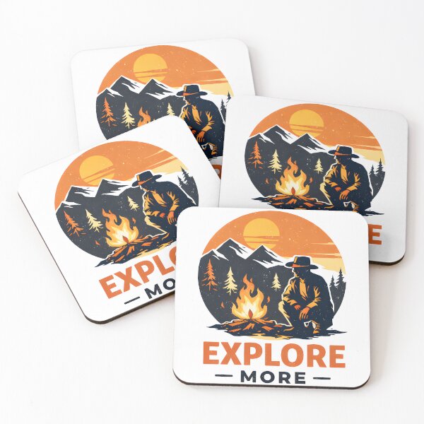 Item preview, Vintage Retro Cowboy Campfire Explore More Outdoor Adventure  designed and sold by DrawHandArt.