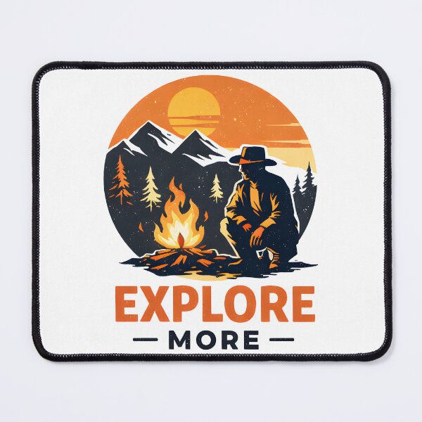Item preview, Vintage Retro Cowboy Campfire Explore More Outdoor Adventure designed and sold by DrawHandArt.
