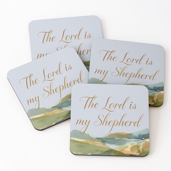 Item preview, The Lord Is My Shepherd Christian Wall Art, Psalm 23:1 Watercolor Landscape designed and sold by MyTshirtArt.