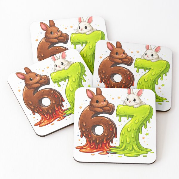 Item preview, Melting 6 7 Rabbit Meme Cute Cartoon Numbers Illustration designed and sold by bilal sibgui.