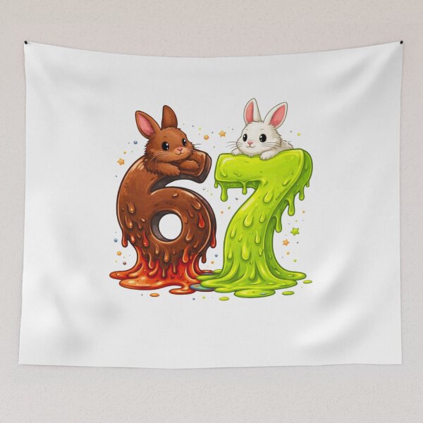 Item preview, Melting 6 7 Rabbit Meme Cute Cartoon Numbers Illustration designed and sold by bilal sibgui.