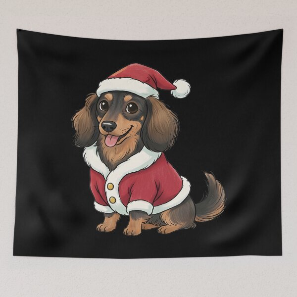 Item preview, Cute Dachshund Dog Wearing Santa Suit Christmas Holiday designed and sold by DrawHandArt.