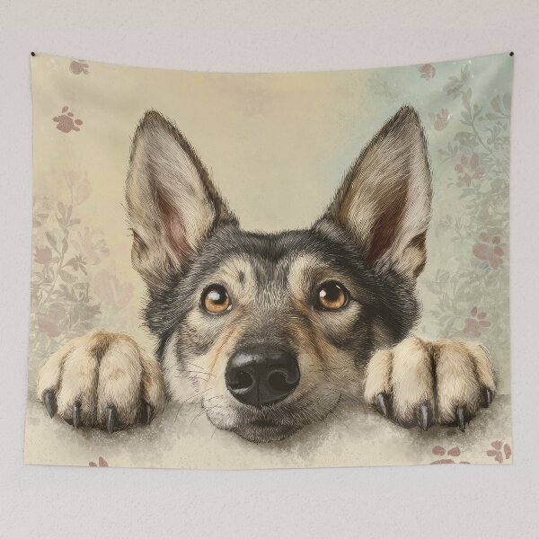 Item preview, Czechoslovakian Wolfdog Peeking over Wall 01 designed and sold by Elisabeth Lucas.