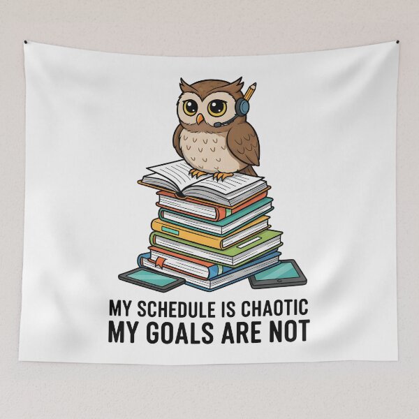 Item preview, Funny Owl Teacher Student Chaotic Schedule Motivation Quote designed and sold by DrawHandArt.