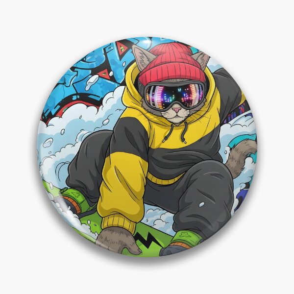 Item preview, Cat Snowboarding Streetwear Illustration designed and sold by Uglyandcute.