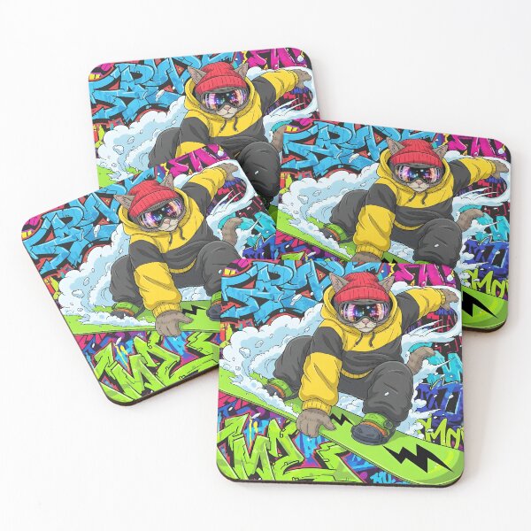 Item preview, Cat Snowboarding Streetwear Illustration designed and sold by Uglyandcute.