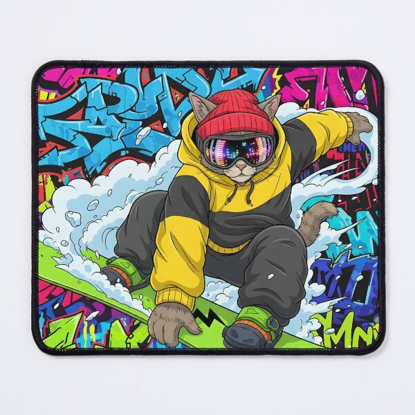 Item preview, Cat Snowboarding Streetwear Illustration designed and sold by Uglyandcute.