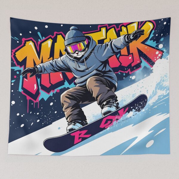 Item preview, Cat Snowboarding Streetwear Illustration designed and sold by Uglyandcute.