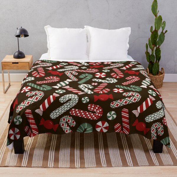 Item preview, Candies & Candy Canes - Multicolored Red & Green on Dark Chocolate Brown designed and sold by thecolorbirdie.