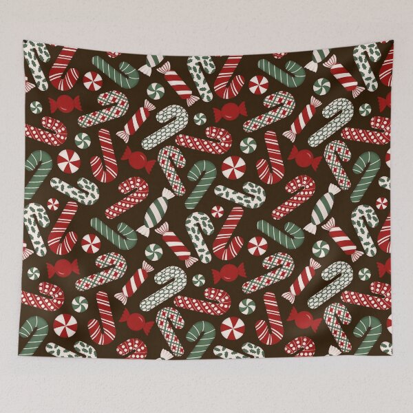 Item preview, Candies & Candy Canes - Multicolored Red & Green on Dark Chocolate Brown designed and sold by thecolorbirdie.