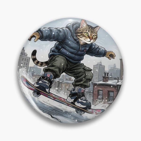Item preview, Cat Snowboarding Streetwear Illustration carving sharply downhill designed and sold by Uglyandcute.