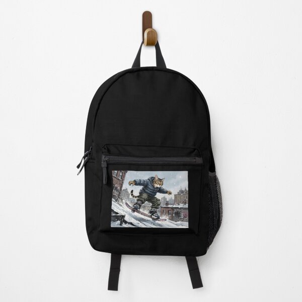 Item preview, Cat Snowboarding Streetwear Illustration carving sharply downhill designed and sold by Uglyandcute.