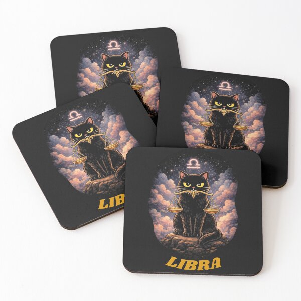 Item preview, Libra Zodiac Black Cat - Scales of Justice & Aesthetic Sky Art designed and sold by JakubDesigns89.