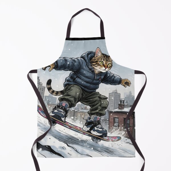 Item preview, Cat Snowboarding Streetwear Illustration carving sharply downhill designed and sold by Uglyandcute.