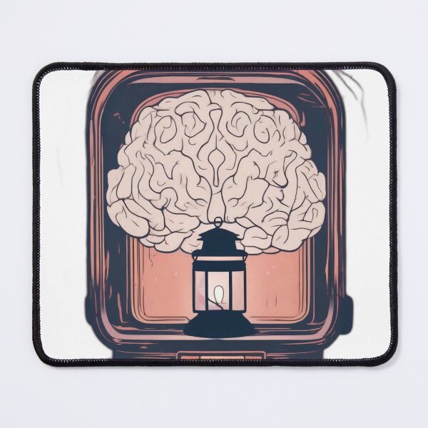 Item preview, A modern and cozy lantern inside a brain silhouette. Lofi art graphic. designed and sold by Pro-deisgn.