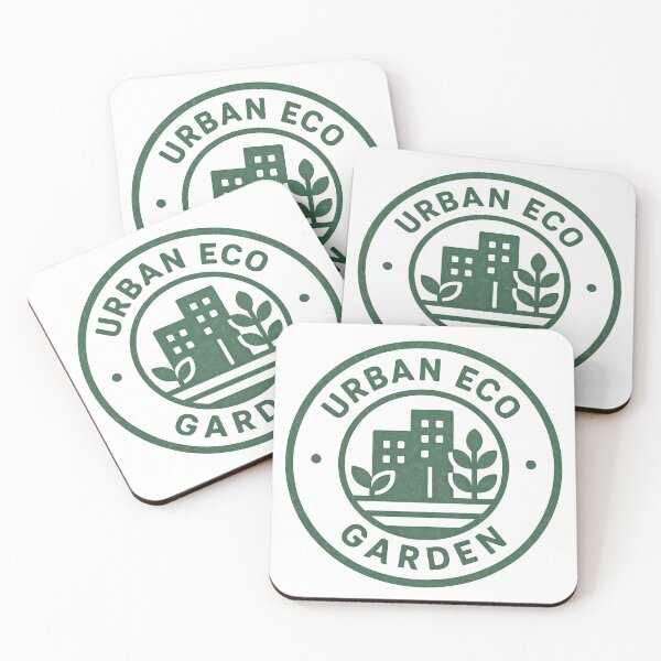 Item preview, Urban Eco Garden circular emblem with city buildings and leafy plants designed and sold by Creative88Art.