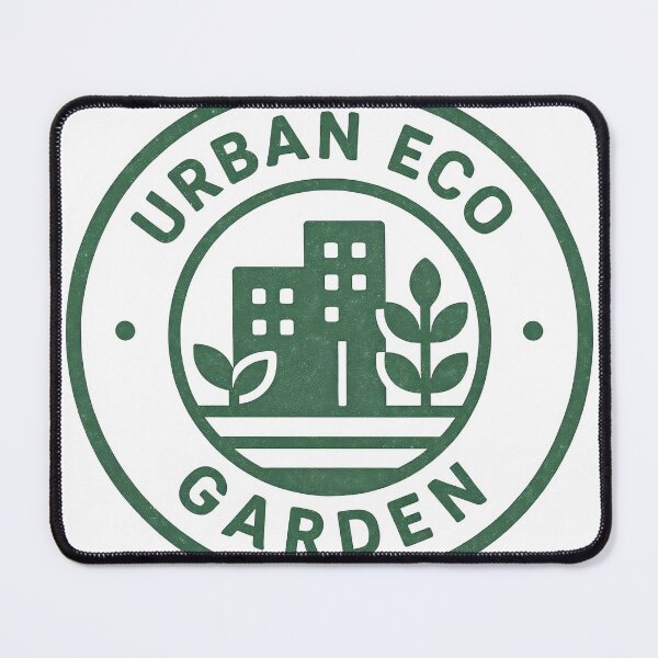 Item preview, Urban Eco Garden circular emblem with city buildings and leafy plants designed and sold by Creative88Art.