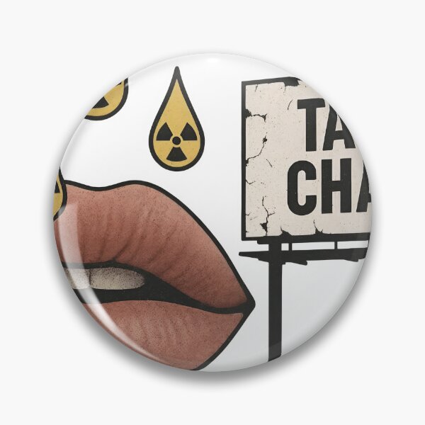 Item preview, Pink lips with billboard reading TASTE CHAOS and radiation droplets designed and sold by Creative88Art.