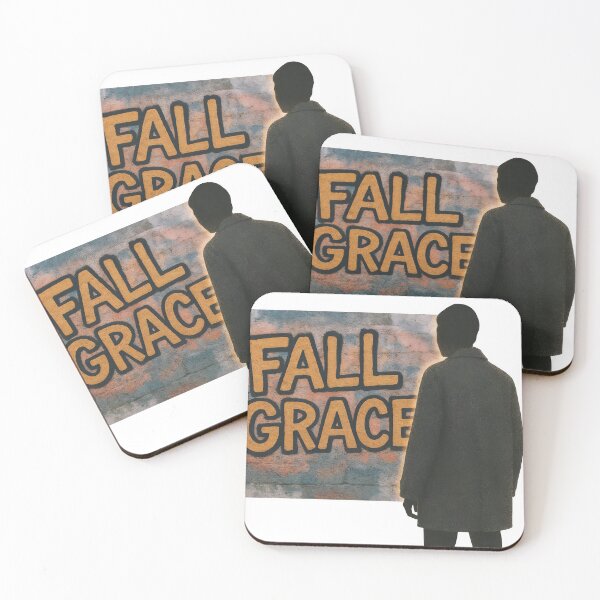 Item preview, Silhouetted person faces mustard yellow FALL GRACE graffiti mural designed and sold by Creative88Art.