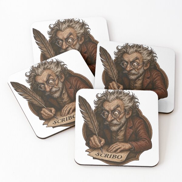 Item preview, Vintage scholar with quill writing on parchment labeled Scribo plaque designed and sold by Creative88Art.