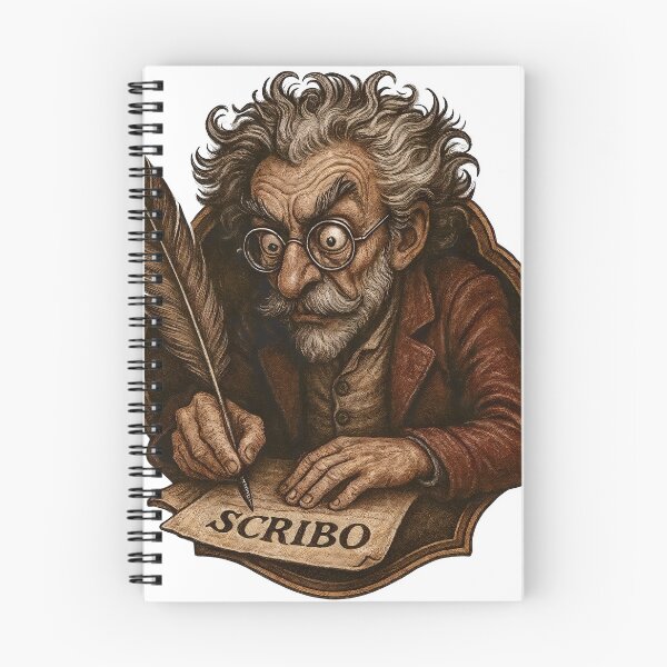 Item preview, Vintage scholar with quill writing on parchment labeled Scribo plaque designed and sold by Creative88Art.