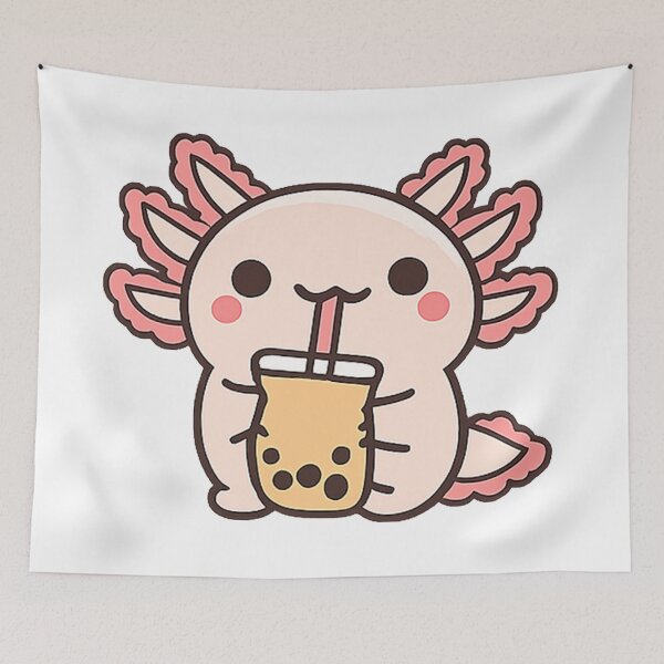 Item preview, Axolotl Drinking Matcha, Calm Atmospheric Illustration designed and sold by Ach&Koor.