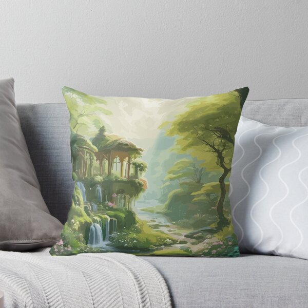 Item preview, Mystical Forest I Hidden Structure I Waterfall Illustration designed and sold by PrithviApparels.