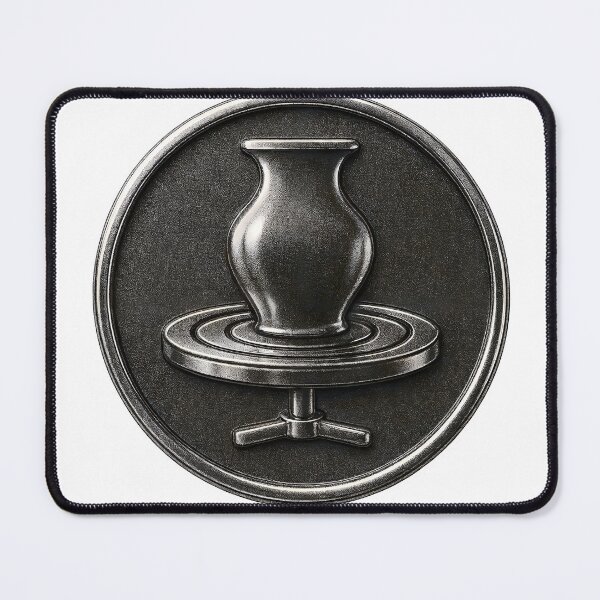 Item preview, Metallic emblem with amphora on pottery wheel in silver relief designed and sold by Creative88Art.