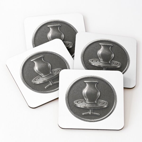 Item preview, Metallic emblem with amphora on pottery wheel in silver relief designed and sold by Creative88Art.