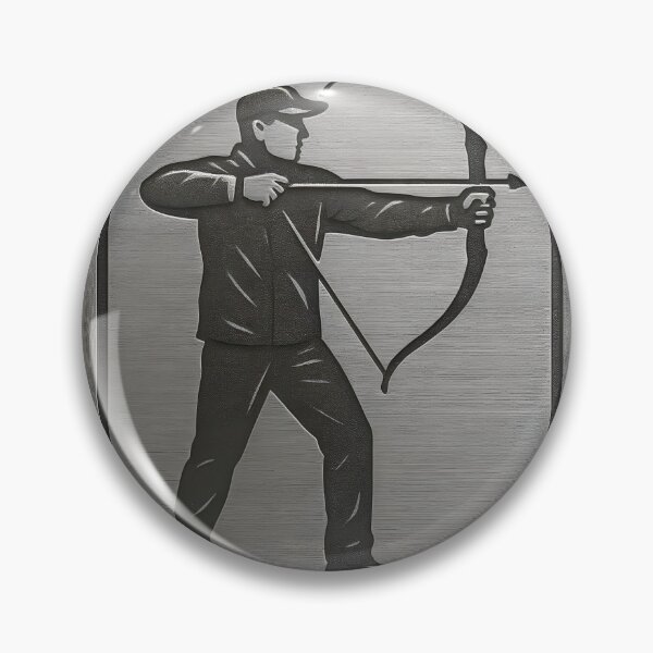 Item preview, Metallic stamp emblem with archer drawing a recurve bow in profile designed and sold by Creative88Art.