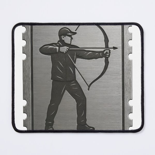 Item preview, Metallic stamp emblem with archer drawing a recurve bow in profile designed and sold by Creative88Art.