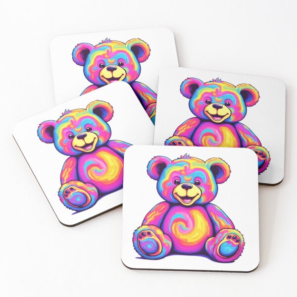 Item preview, Hippie Teddy Bear Rainbow Psychedelic Bright Colors Fluffy Bear Illustration Design designed and sold by bestggraphico.
