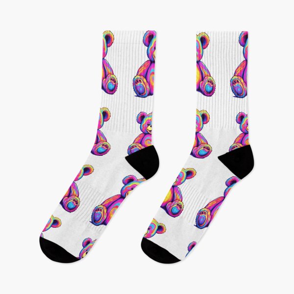 Item preview, Hippie Teddy Bear Rainbow Psychedelic Bright Colors Fluffy Bear Illustration Design designed and sold by bestggraphico.