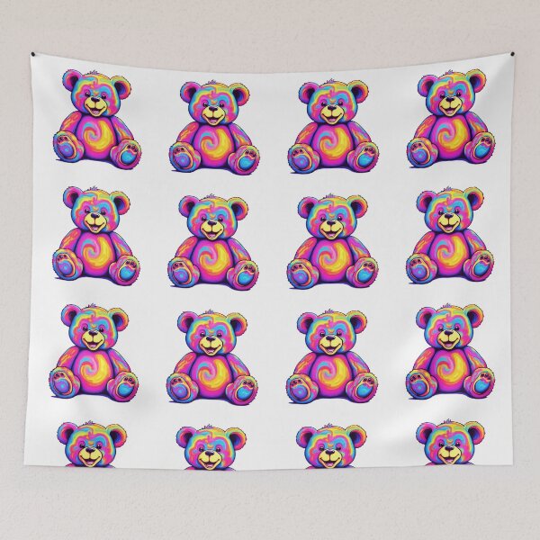 Item preview, Hippie Teddy Bear Rainbow Psychedelic Bright Colors Fluffy Bear Illustration Design designed and sold by bestggraphico.