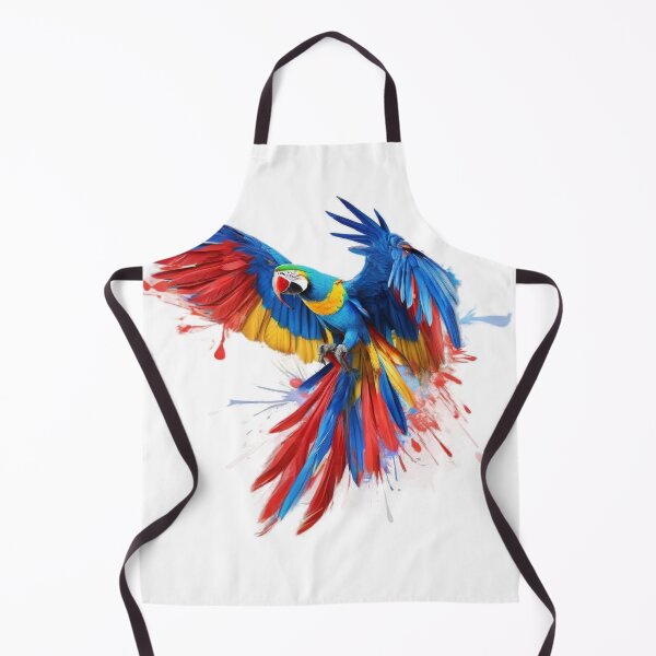 Item preview, Modern abstract macaw in flight, brightly colored feathers blue, yellow and red, ink splatter style, clean white background. designed and sold by Pro-deisgn.