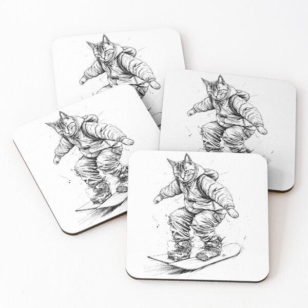 Item preview, Cat Snowboarding Streetwear Illustration carving sharply downhill designed and sold by Uglyandcute.