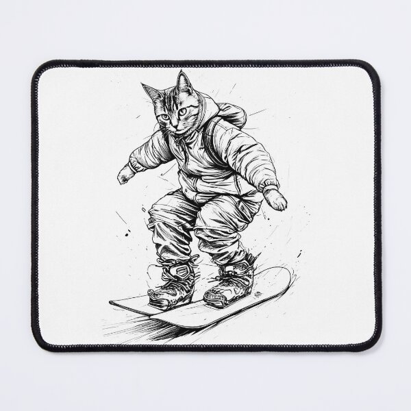 Item preview, Cat Snowboarding Streetwear Illustration carving sharply downhill designed and sold by Uglyandcute.